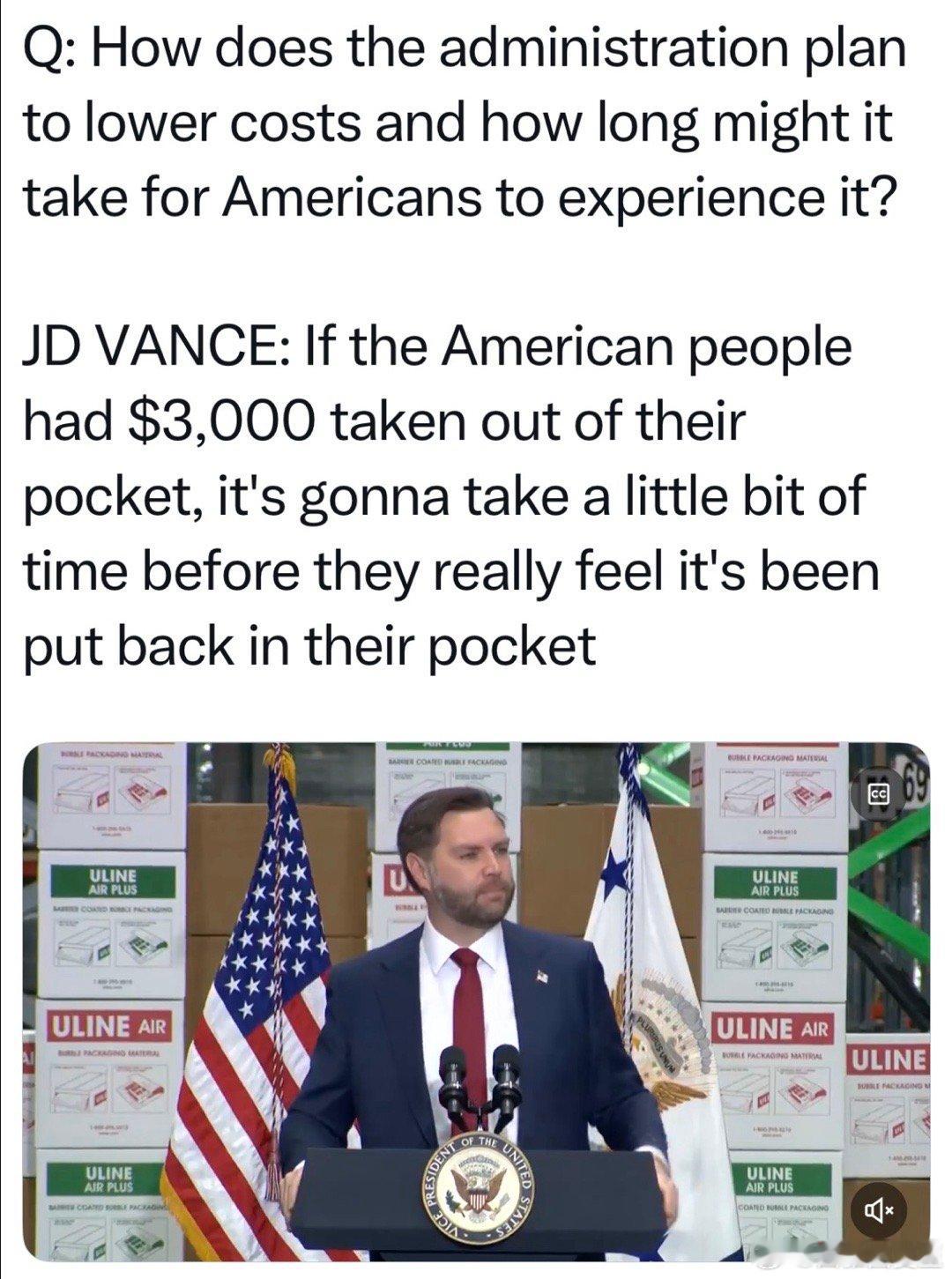 记者：物价还是很高，政府打算怎么做、什么时候才能见效副总统：美国人民，如果口袋里