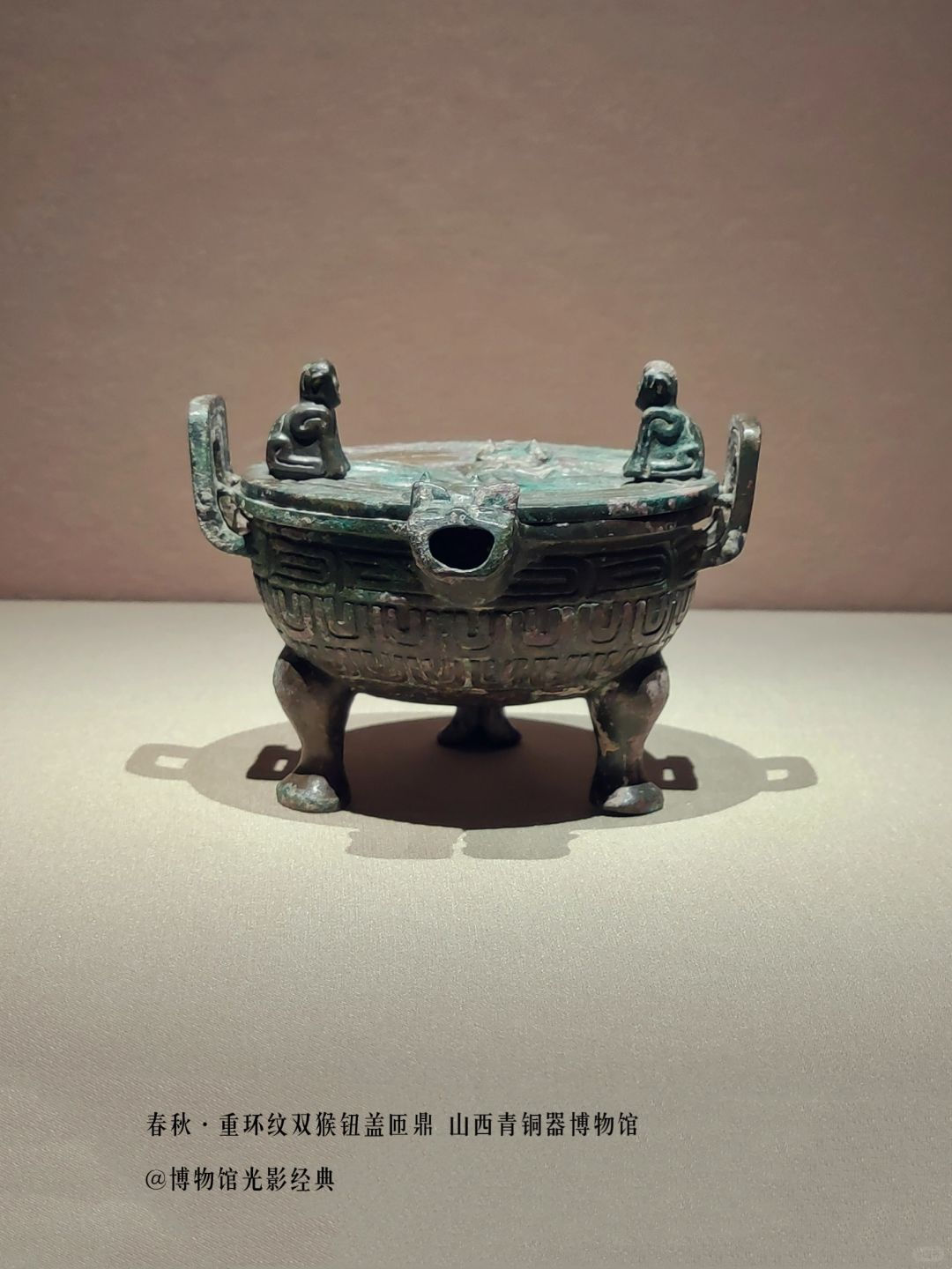 似鼎似匜的 重环纹双猴钮盖匜鼎