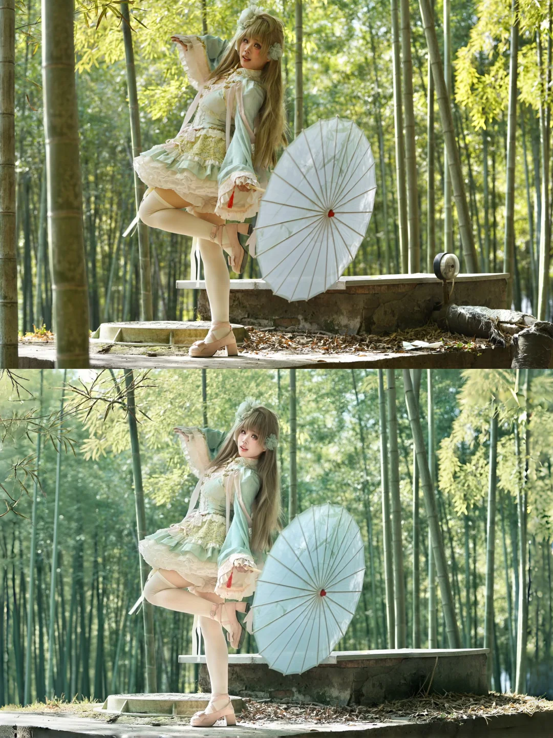 lolita修图调色前后对比图