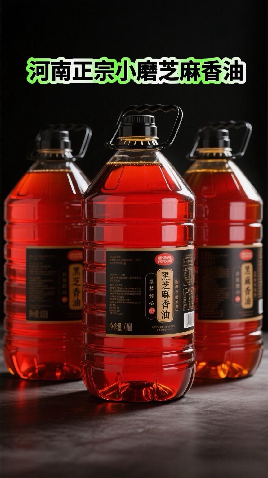 黑芝麻小磨香油，采用传统石磨工艺制作，使用优质黑芝麻，经过低温炒香后研...