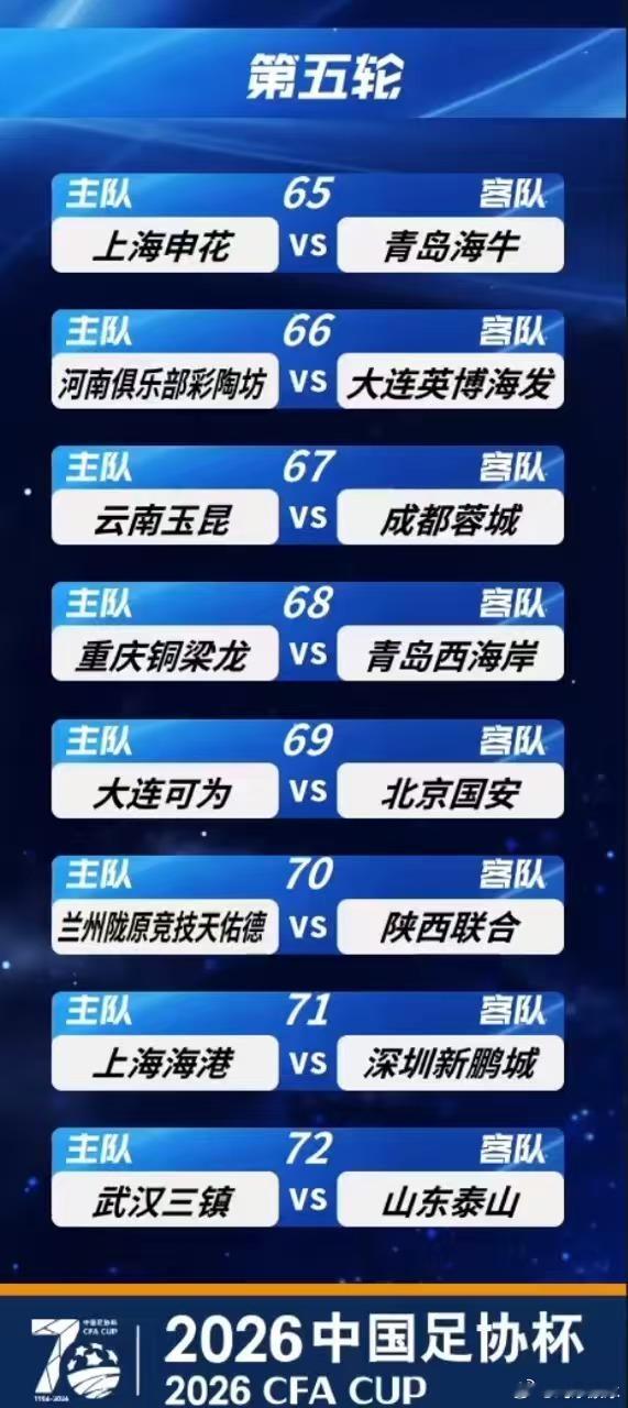 足协杯 下一轮山东泰山客场对阵武汉三镇。 