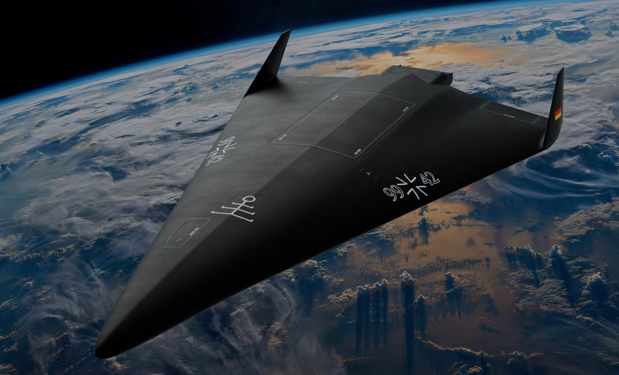 德国一家初创公司正在为德军开发的“极光”空天飞机概念图，可以执行天基和大气层内的