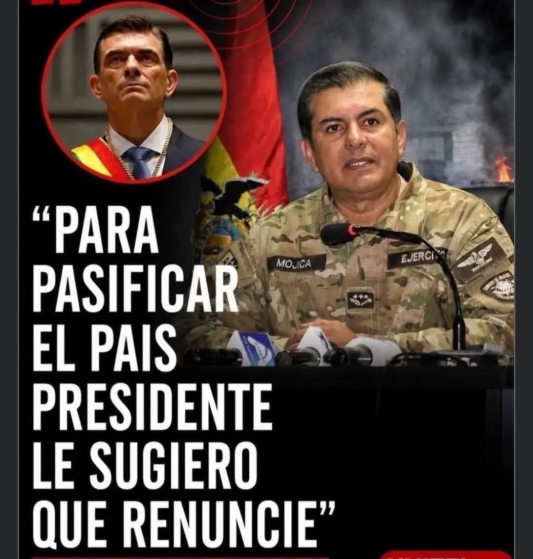 🇧🇴❗玻利维亚陆军将领莫西卡呼吁该国极右翼领导人罗德里戈·帕斯辞职:“总统先