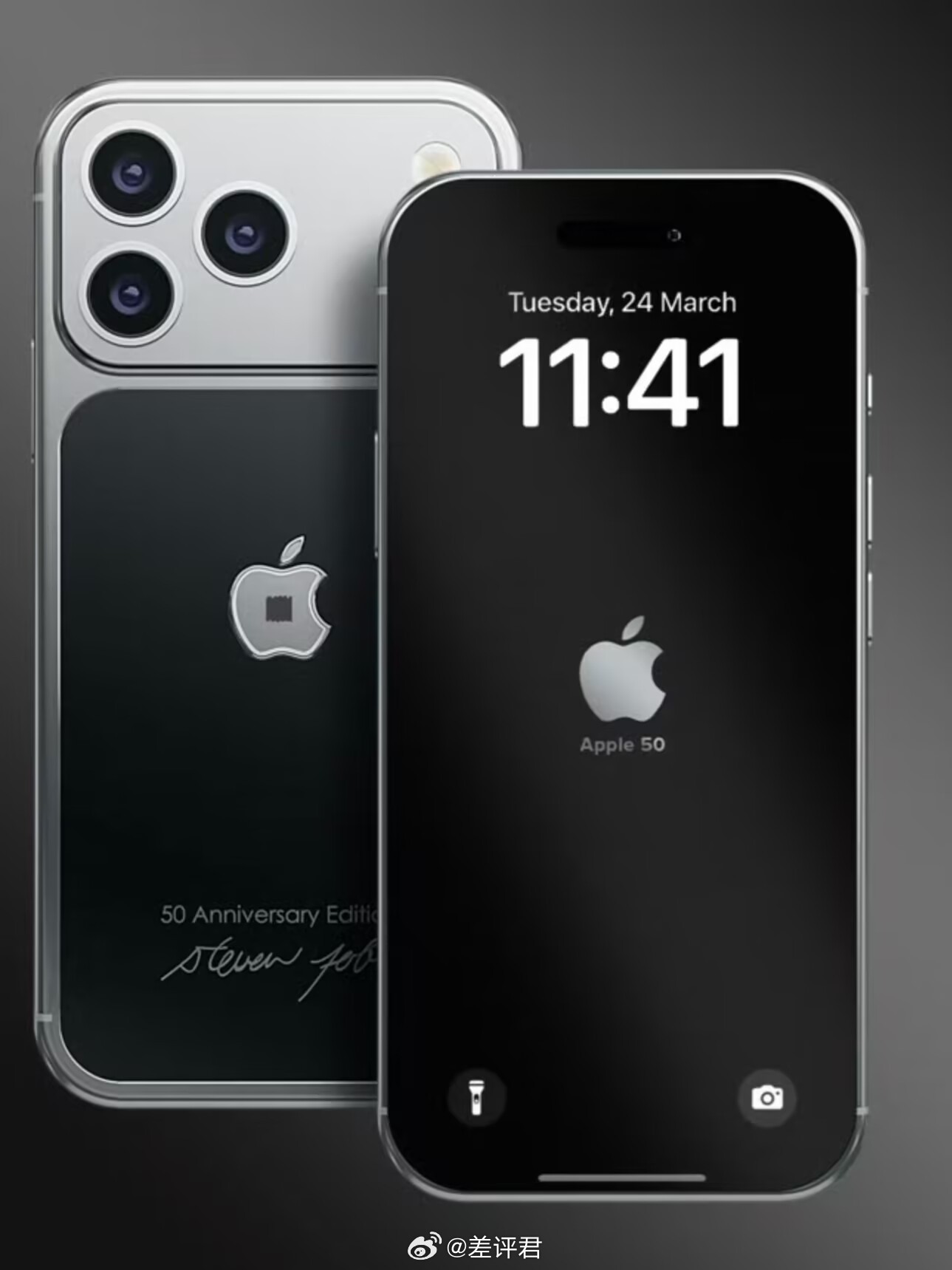 #差评说数码# Caviar苹果50周年纪念款徽标内嵌有史蒂夫·乔布斯高领毛衣的