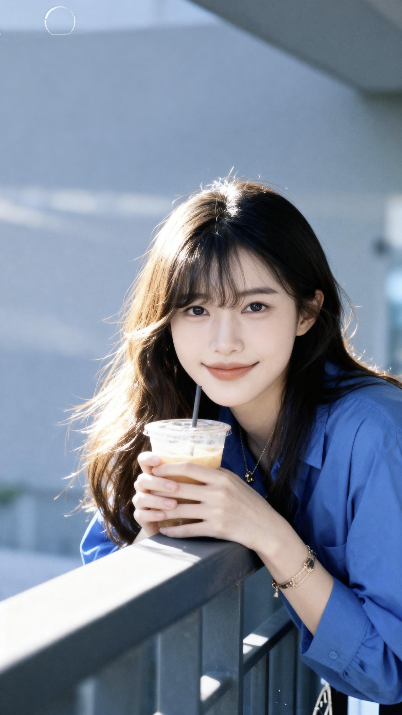 喝一杯奶茶，开始清新脱俗的新一天。清纯奶茶女孩 下班喝一杯奶茶 冬季第一口奶茶 