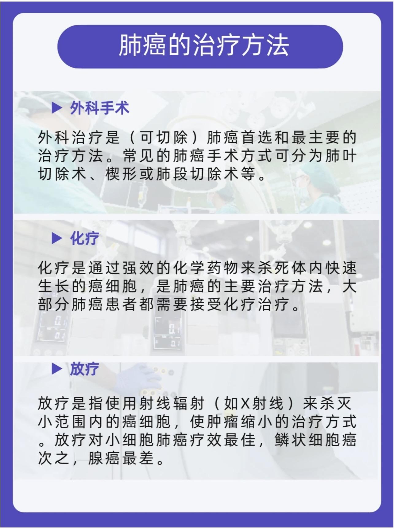 肺癌常用的治疗方法。
