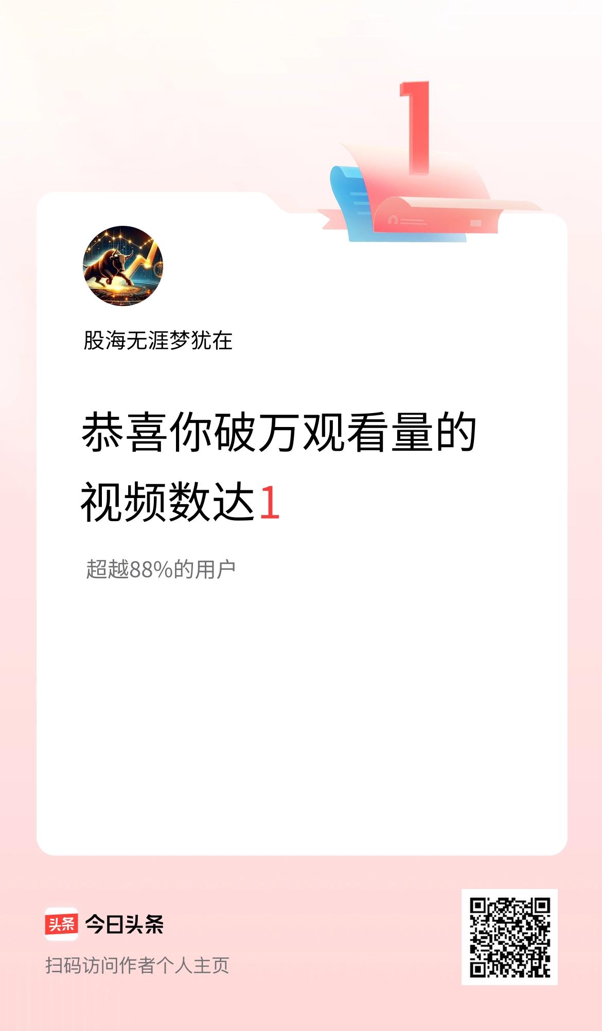 我在头条有1条视频播放量破万了！
