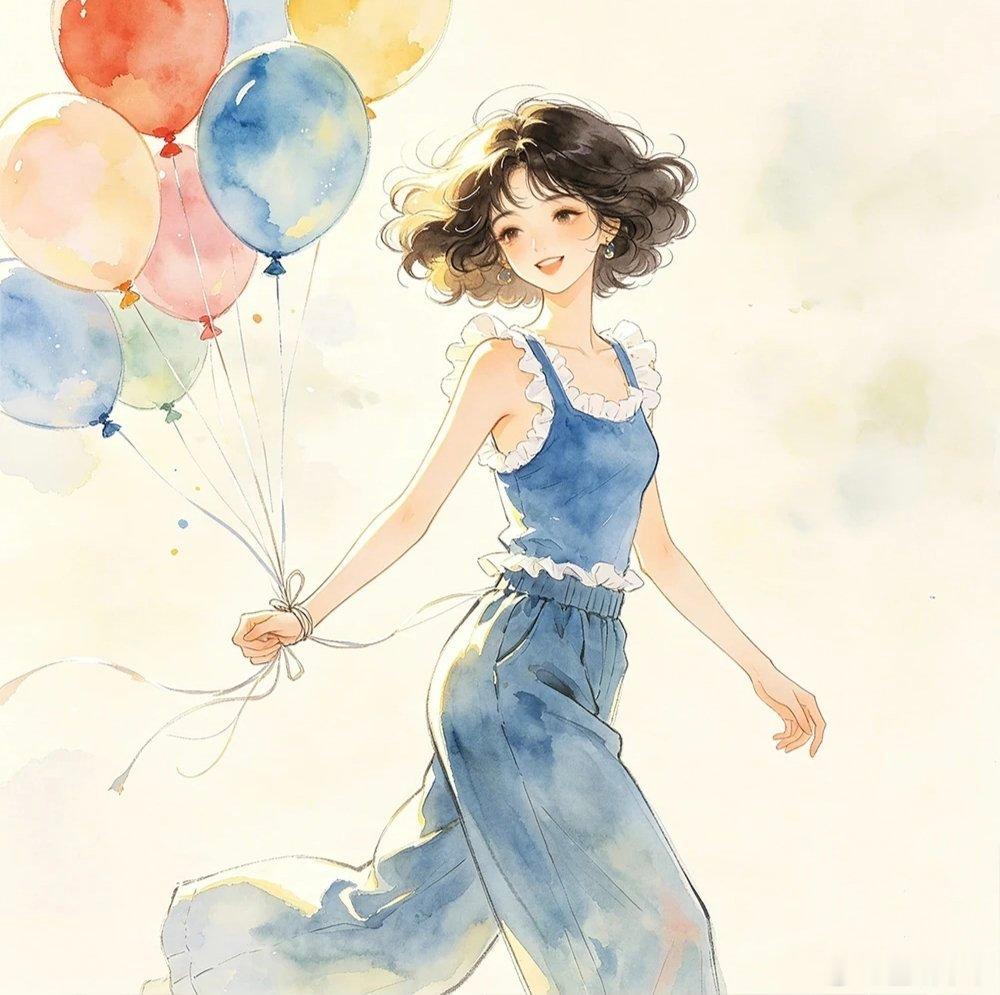 “像风一样自由快乐的女孩～ 🍃🌿🌻 插画头像 ​​​