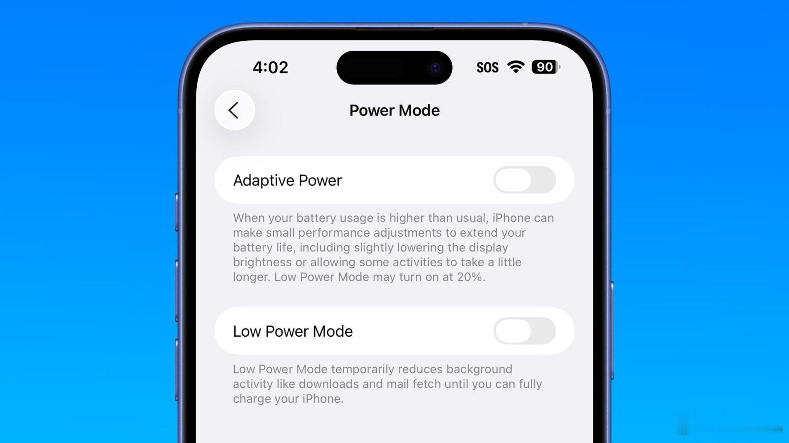 苹果 iOS 26 新增自适应电源模式仅适用 iPhone 15 Pro 及后续
