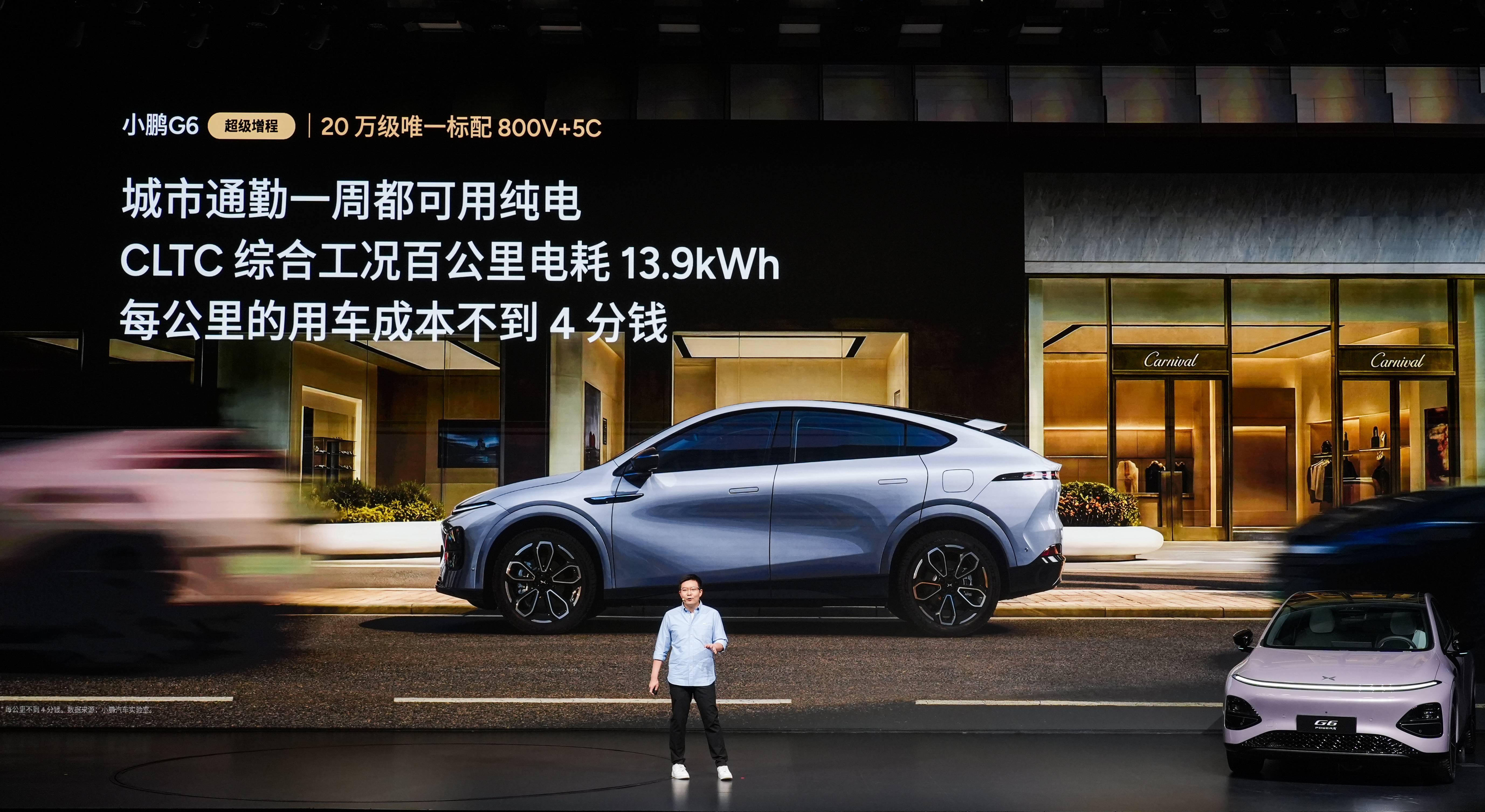 小鹏G6超级增程的CLTC综合续航干到了1704km，做到了同级最长；CLTC纯