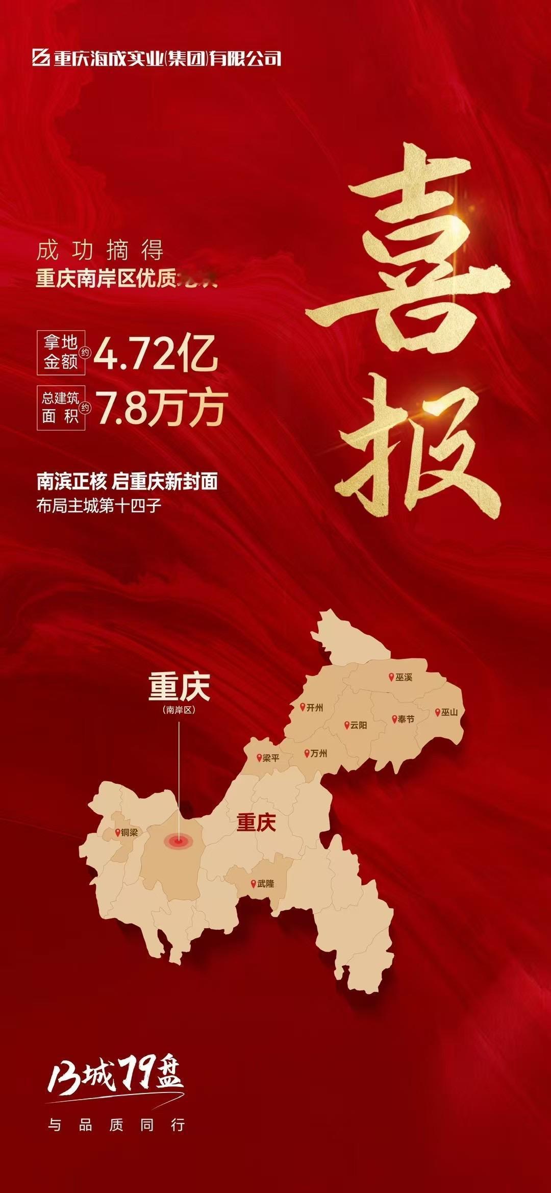 4.72亿元！海成摘得南滨路核心地块
今日，海成，再下一城。
它应该是近几年重庆