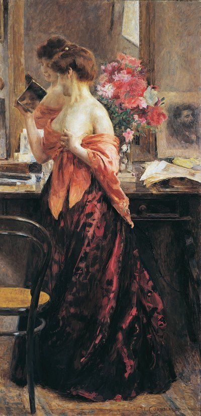 镜子前的女人,1903年，意大利画家Umberto Coromaldi 