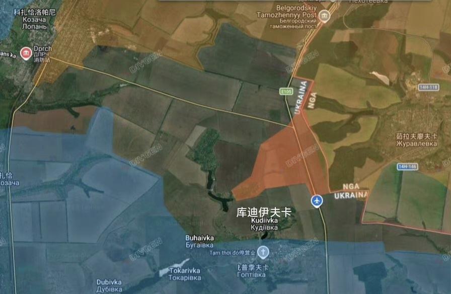 俄军北部集群越过俄乌边境线，在哈尔科夫州卡扎奇洛潘（科扎恰洛帕尼）以东占领了T2