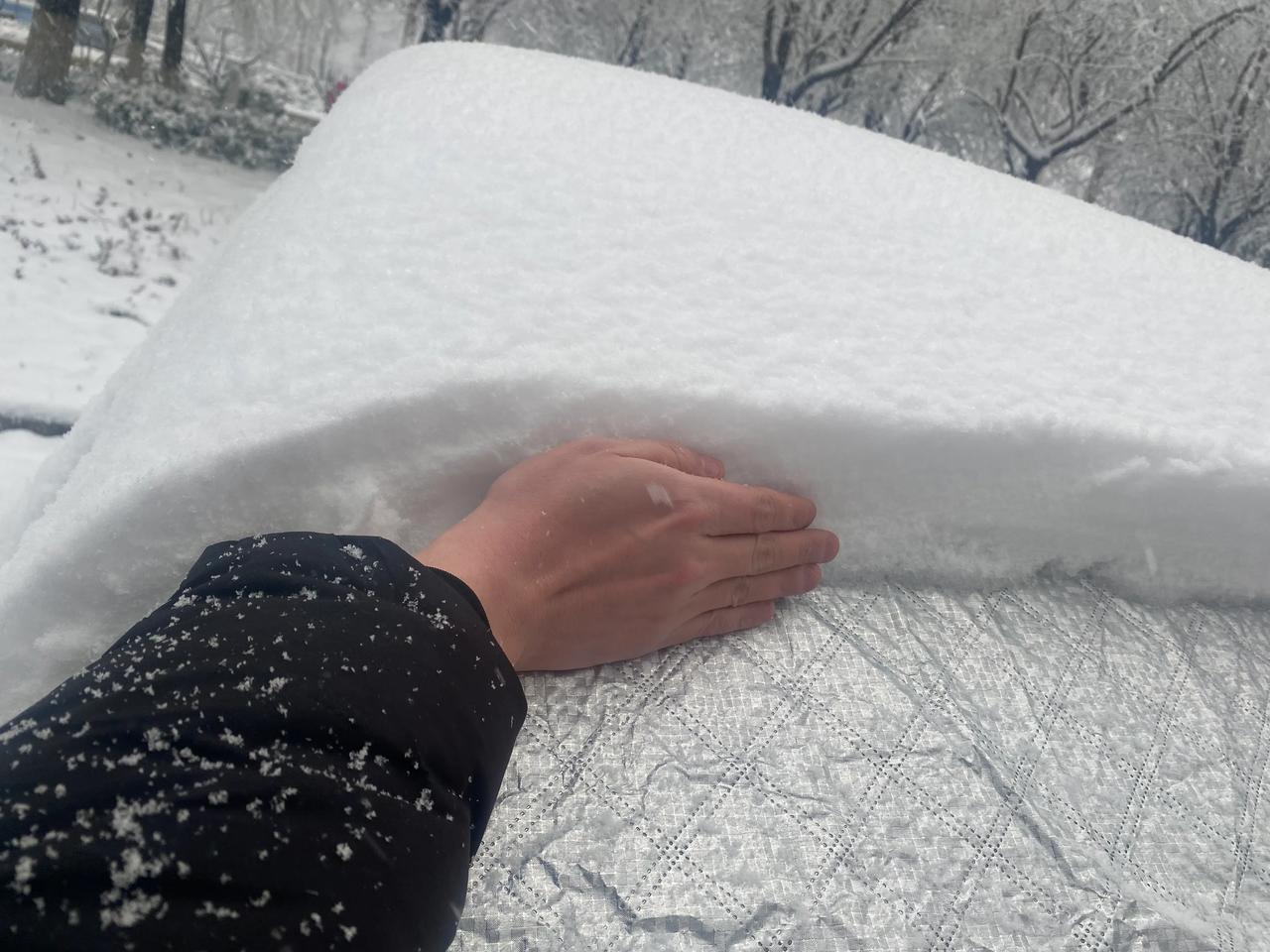 在淄博生活三十多年，感觉好多年都没有这么大的雪了，第一张图是下了三个小时已经十来