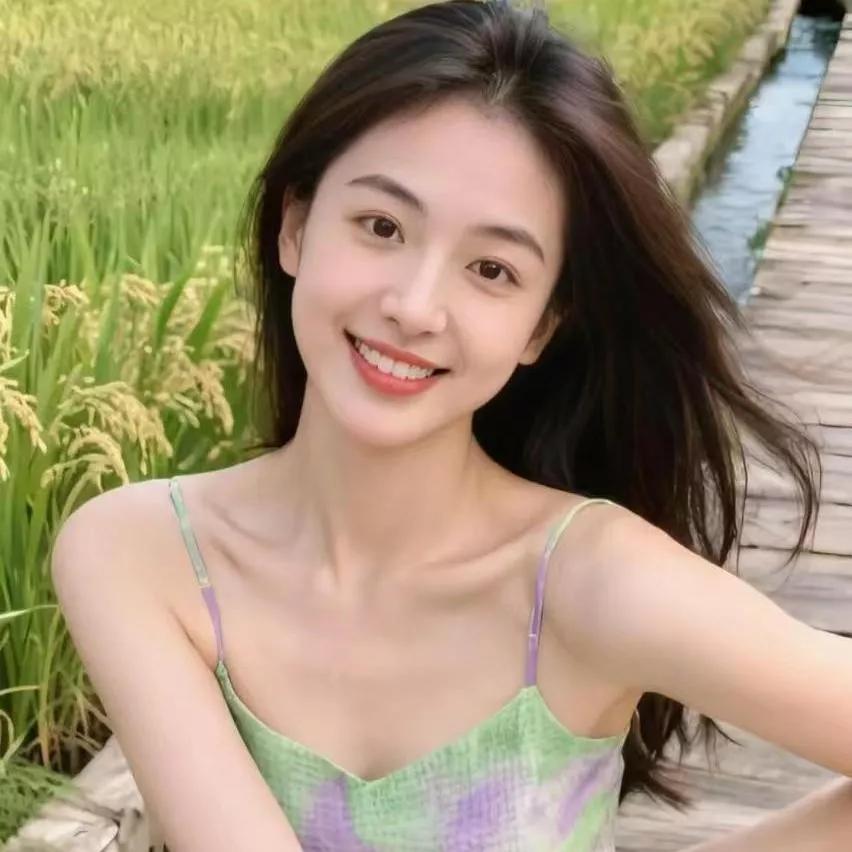 田园风光中的甜美笑容，自然光下的清新自拍。自然美少女自拍 自然美景自拍 自然风自