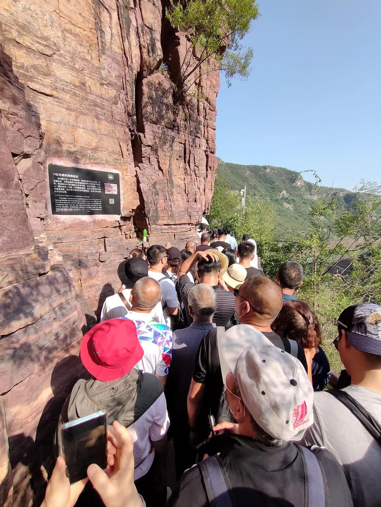 云台山免费了你知道吗？

这个人流量你们感受一下，全都堵在这羊肠小道上了，人真的