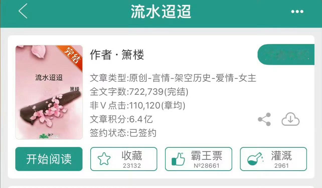 小说推荐：《流水迢迢》 作者:箫楼简评：天真烂漫少女vs美强惨男主，江湖武侠，双