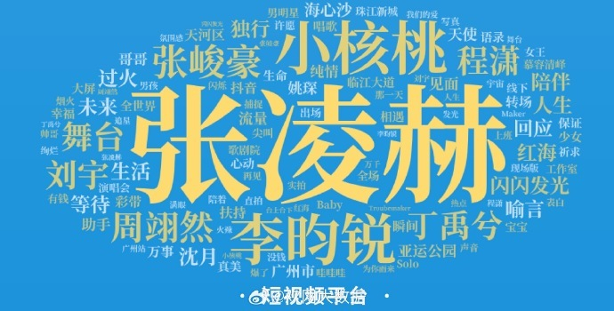 张凌赫带小核桃上词云张凌赫带粉丝上词云张凌赫带小核桃上词云。最亮眼的张凌赫和小核