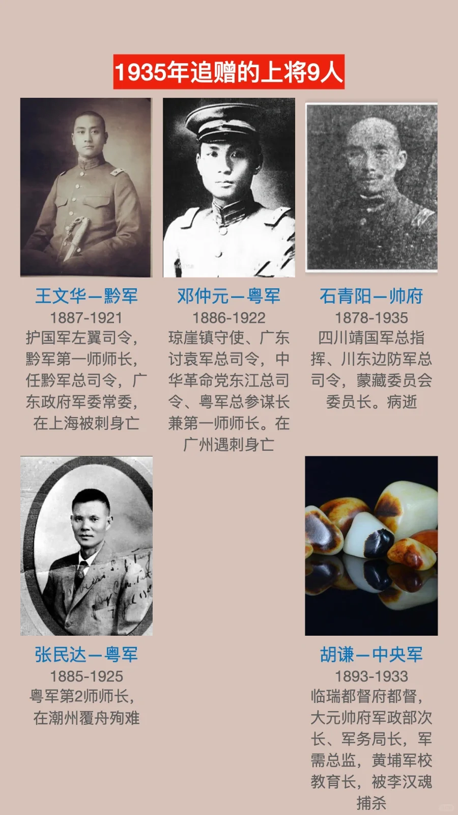 国名党1935年追赠上将9人