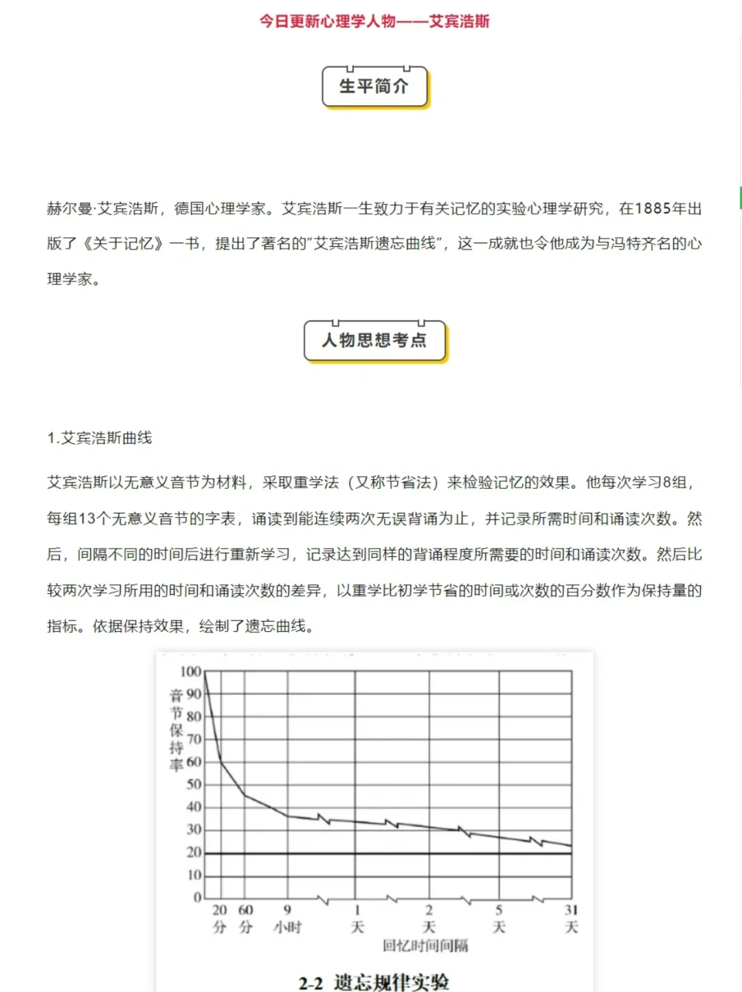 一天抽背一个心理学人物之艾宾浩斯