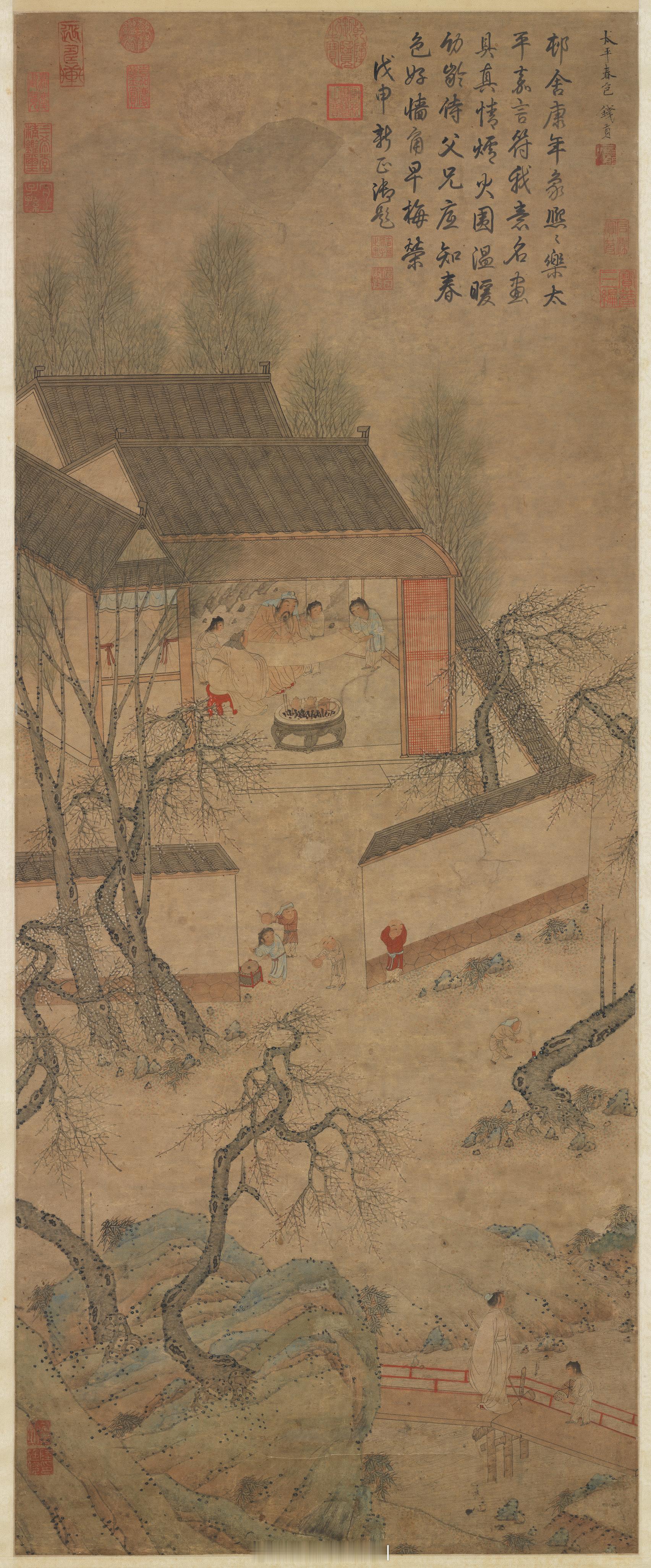 明 钱贡 太平春色　轴作者款识  钱贡  本幅  太平春色。钱贡。  行楷书  