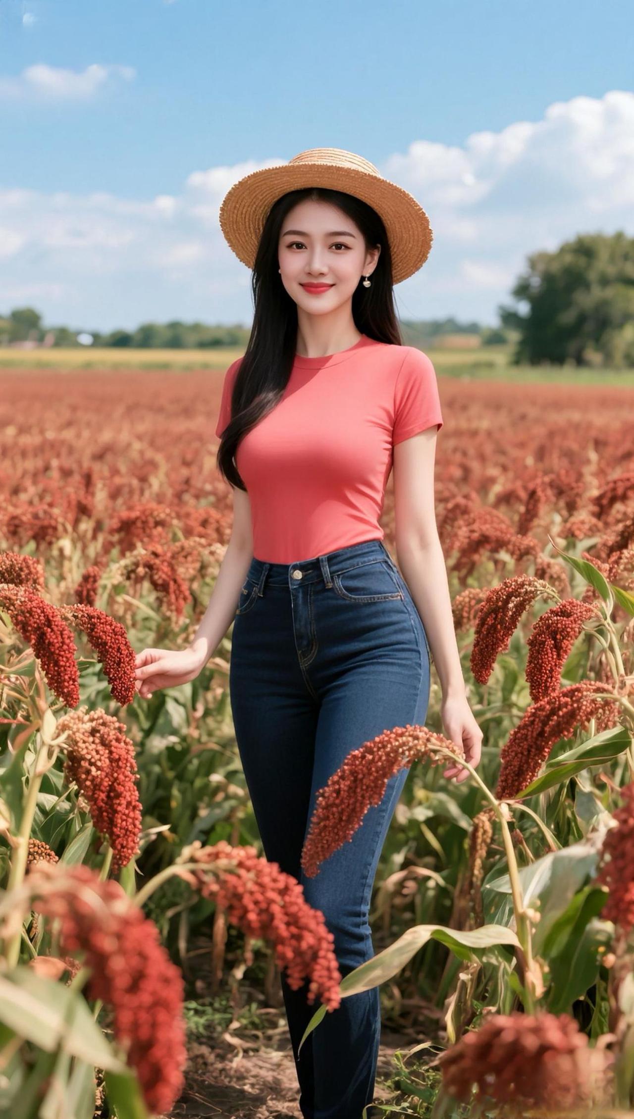 氛围感拍照 抖音ai创作 七里香 治愈系笑容 田园风光无限好