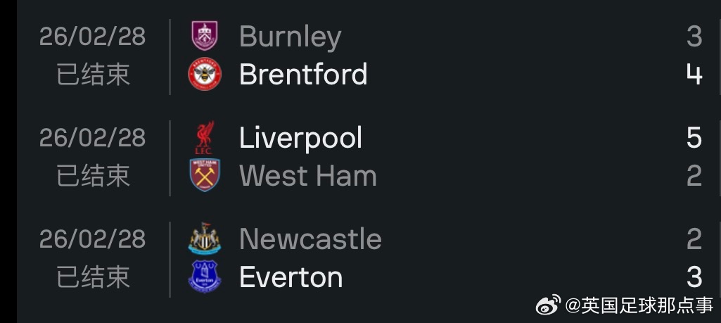 23:00开赛的三场比赛共打进了19球利物浦5比2西汉姆联英超联赛