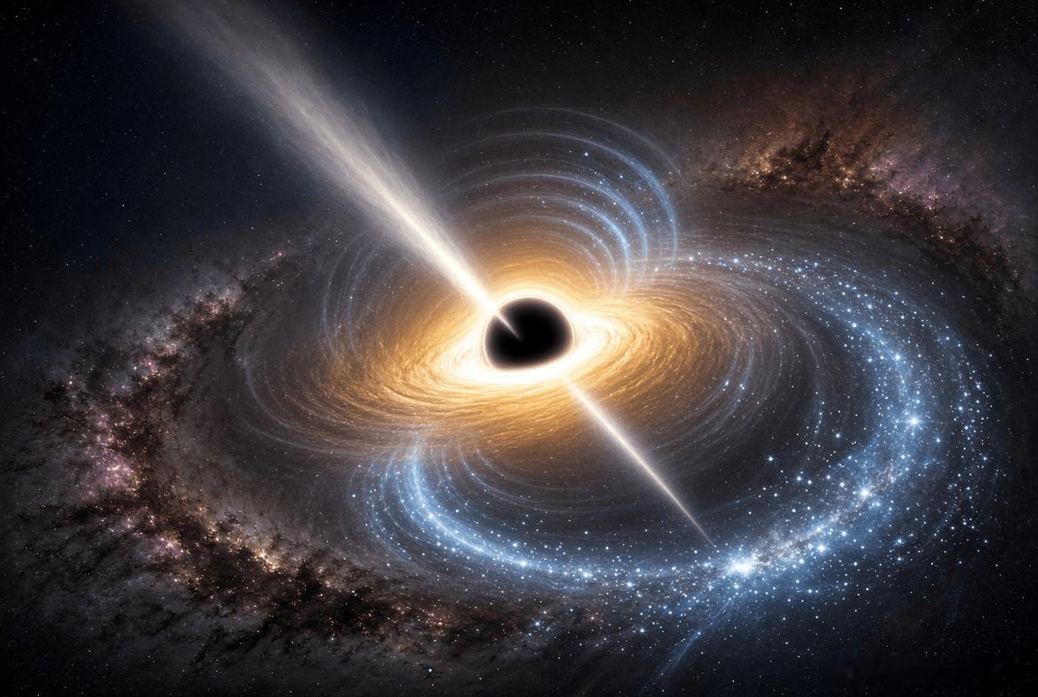 黑洞不仅仅是宇宙吸尘器。在一些星系中，它们可能是点燃下一代恒星的火花。天体物理学