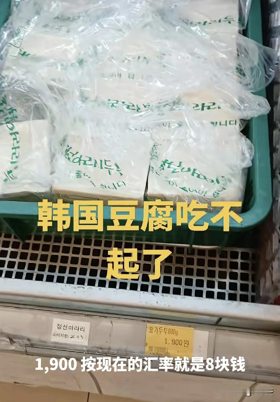 韩国人吃不起豆腐了
太可怜了
韩国人吃不起西瓜，吃不起泡菜
在韩国的华人到超市实