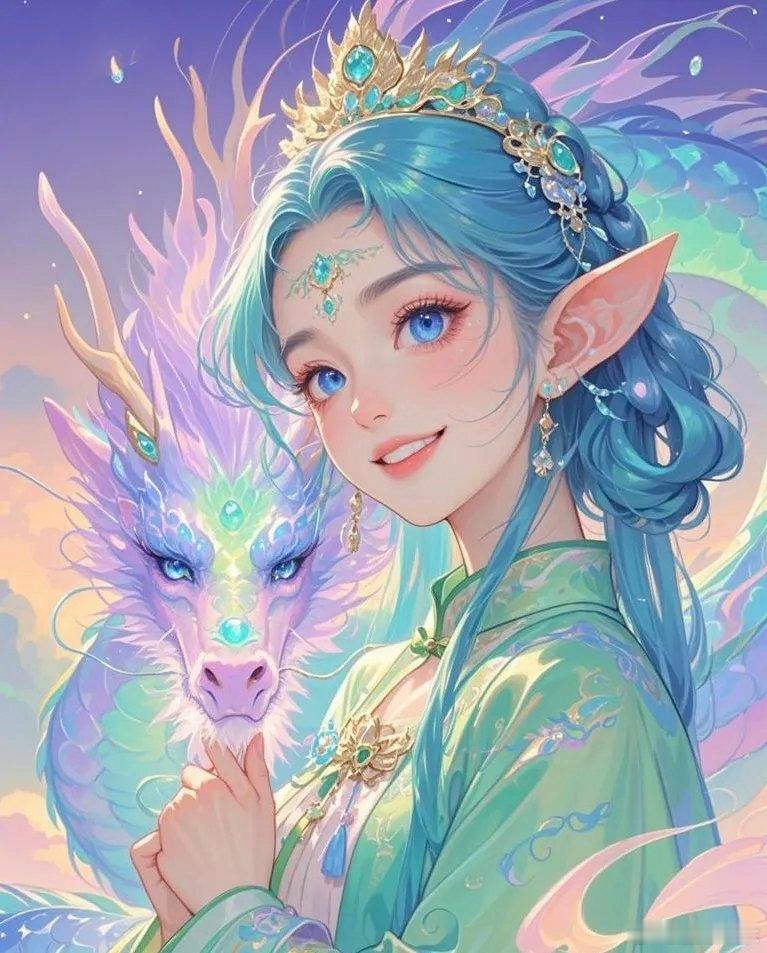 甜美贵气龙族公主头像 