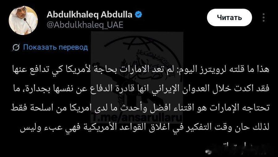 阿联酋记者、穆罕默德·本·扎耶德（Mohammed bin Zayed）的顾问阿