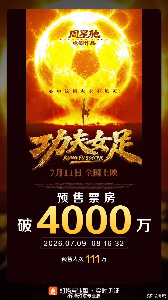 【迪丽热巴新作预售票房一路狂飙】迪丽热巴功夫女足上映倒计时7月9日，据数据，主演