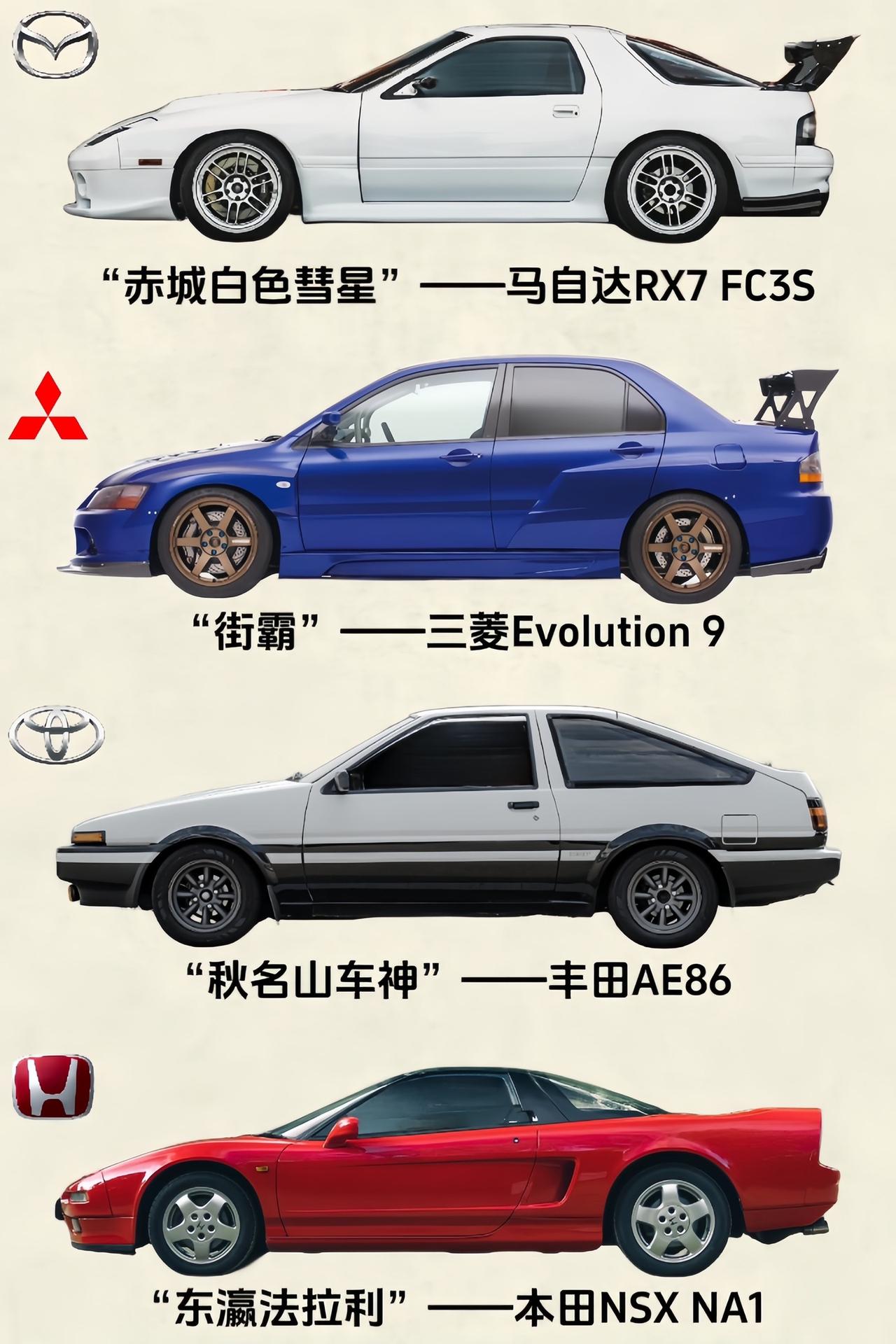 JDM经典车型系列，哪一款是你的梦中情车？#JDM #三菱evo #ae86