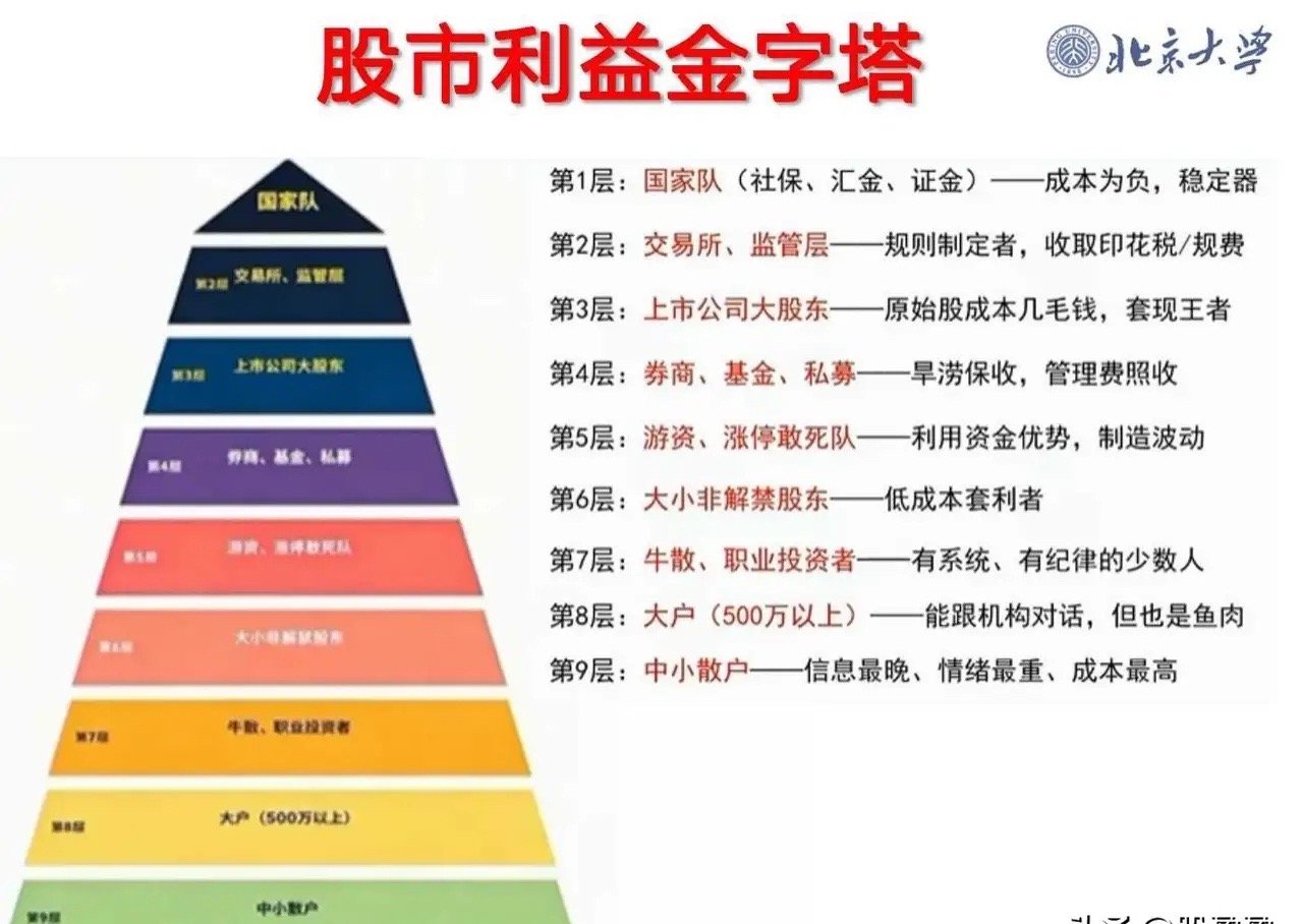 带你详细摸透北大地震老师分享的股市利益金字塔，找到散户的唯一出路这张图把股市里谁