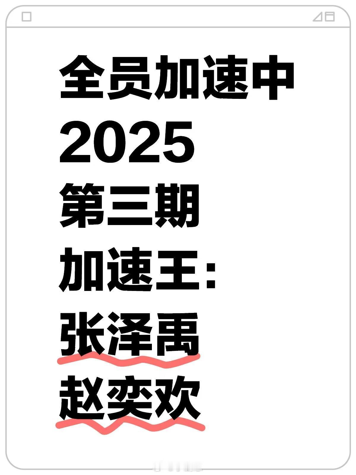 全员加速中[超话]全员加速中第三期加速王：张泽禹，赵奕欢全员加速中｜ ​​​