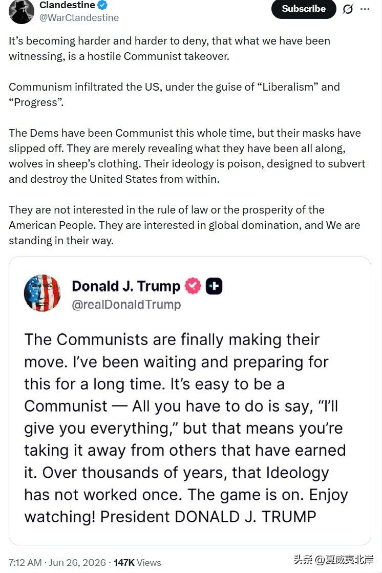 如今越来越无法否认：我们正在目睹一场带有敌意的康米主义夺权行动。
 
康米主义打