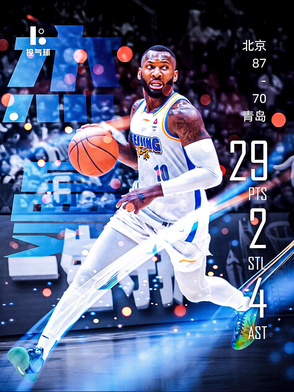 北京男篮87-70战胜青岛，杰曼得到全场最高29分2篮板4助攻，凭借高效进攻与整
