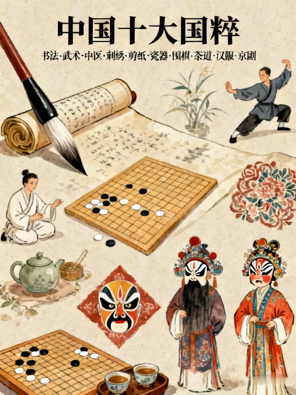 中国的十大国粹是什么？
       早前刷到有人梳理中国十大国粹，看完才恍然发