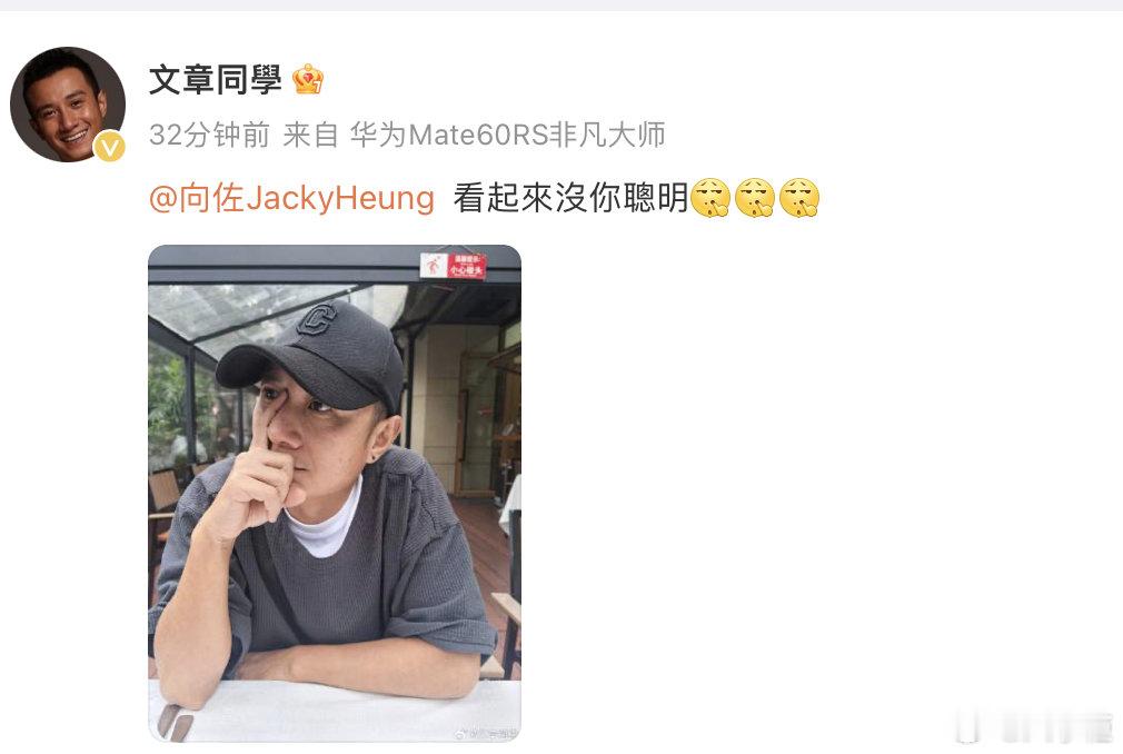 #文章模仿向佐动作#  文章模仿向佐最近很火的姿势动作，并配文字：“看起來沒你聰