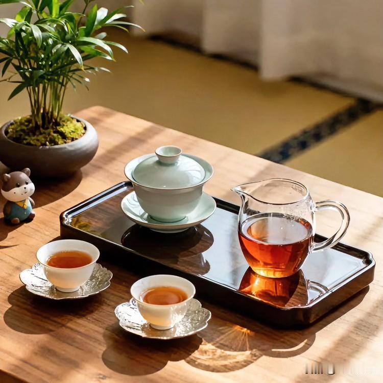 《茶时悟道·浣溪沙》
沸水倾杯叶渐旋，青瓷深处意千般。时光慢煮味方绵。青涩终成醇