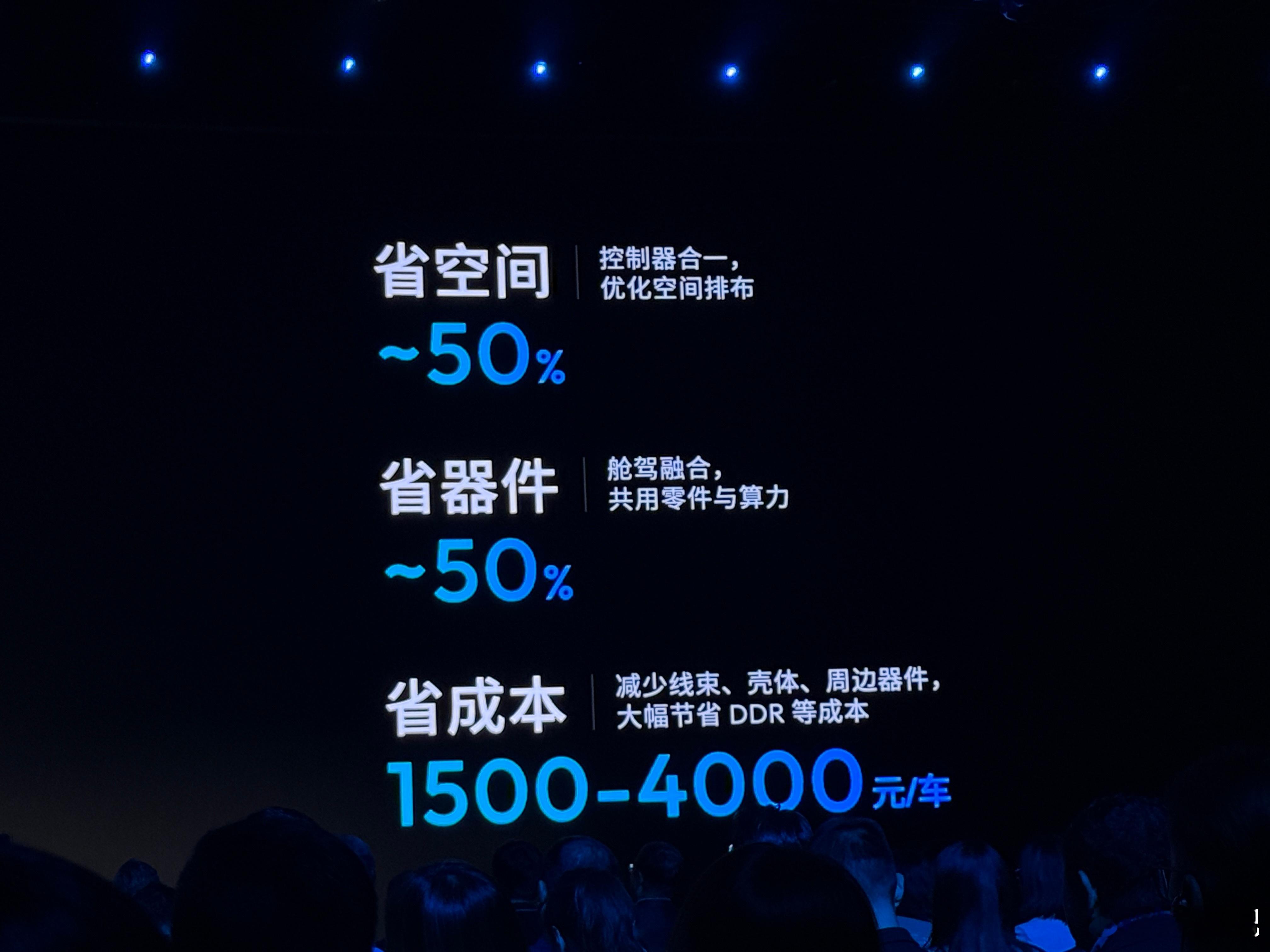 星空芯片来了，最戳中现场主机厂朋友们，尤其是采购朋友们的点是二合一，舱驾一体，省