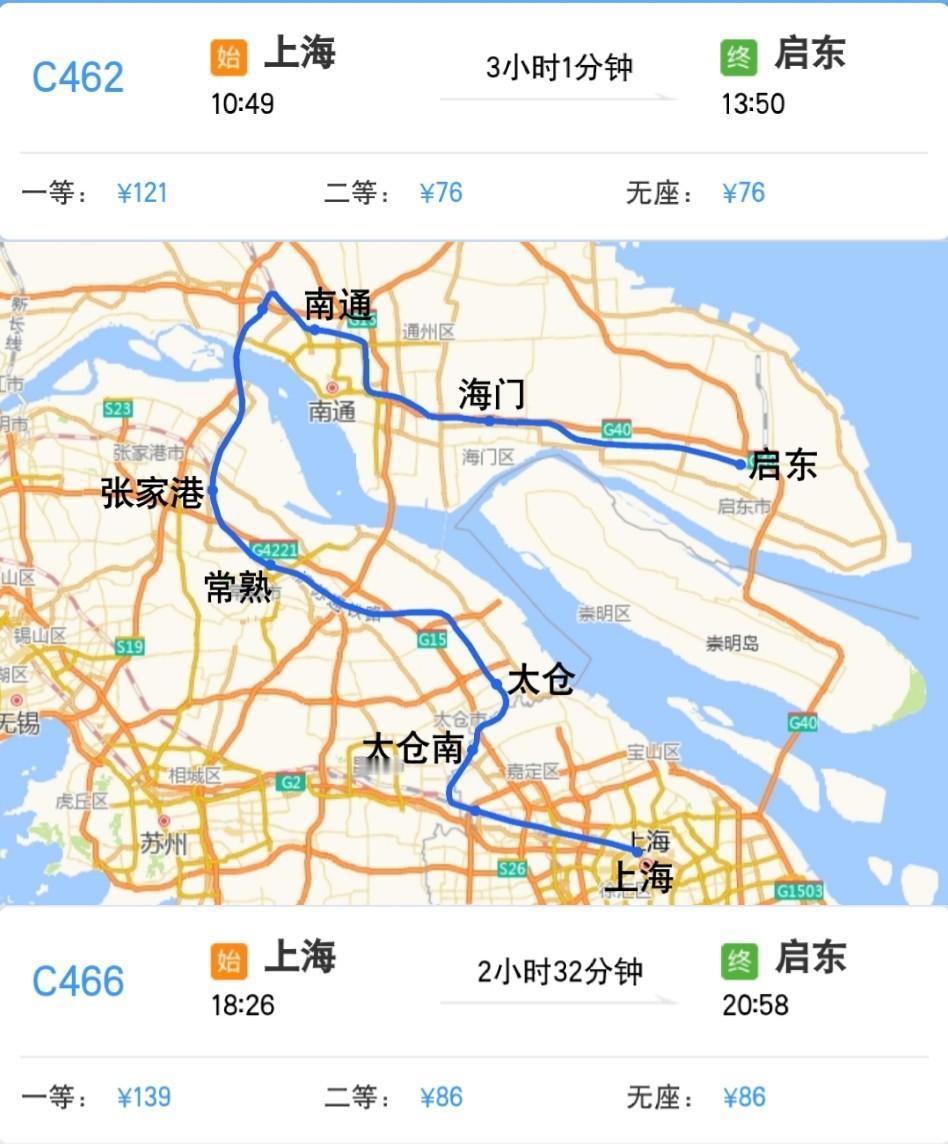 2025年1月5日-29日，2月3日-22日开行上海到启东C462/C463次、