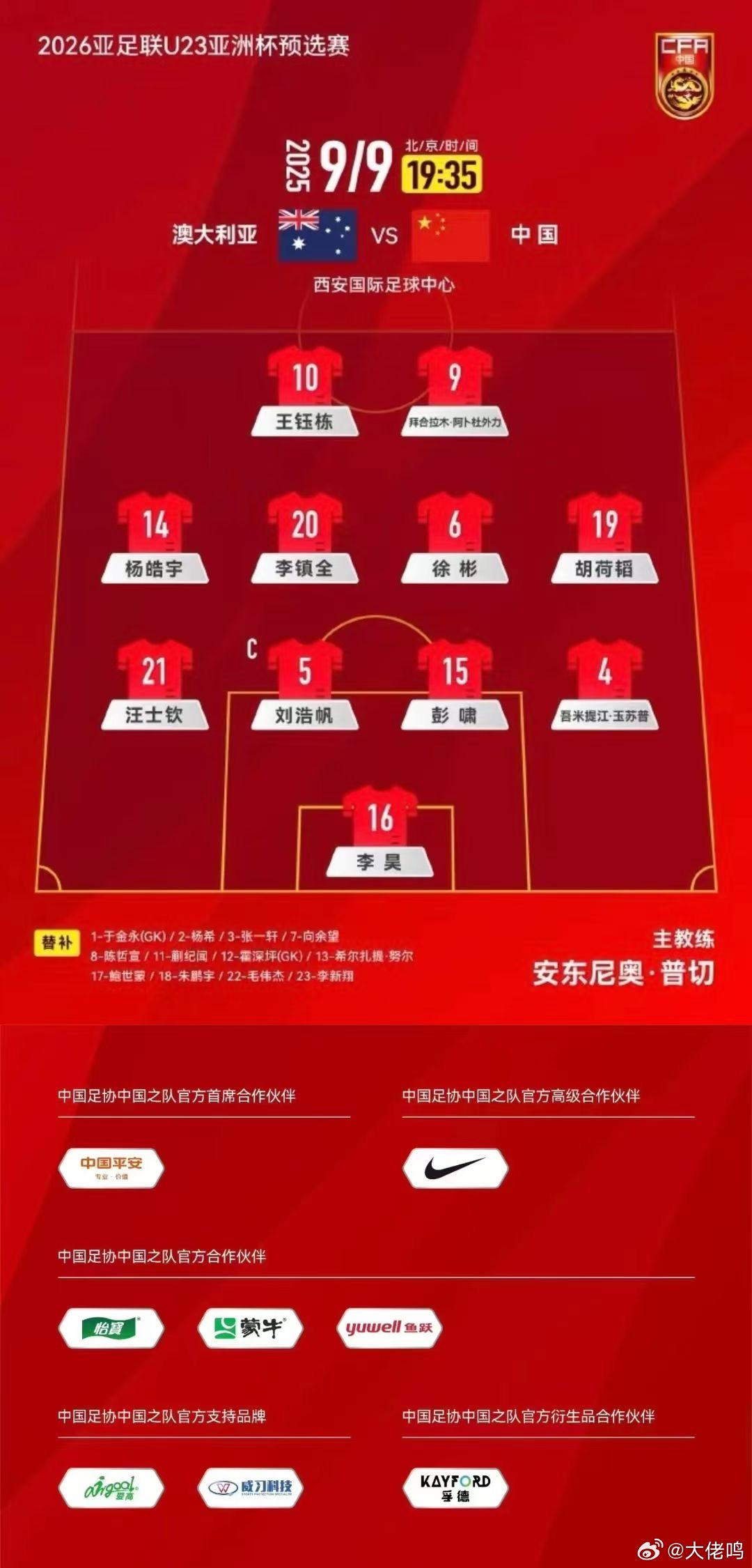 U22国足vs澳大利亚U22关键一战，看徐彬看王钰栋，又是打平出线？算了，别再研
