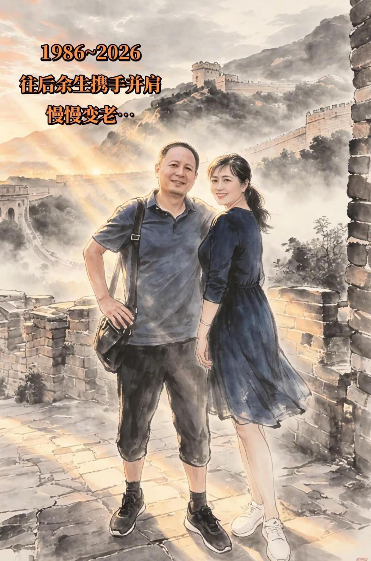执子之手已共度时光四十载，与子偕老往后余生并肩前行！AI水墨治愈动画 随变ai随