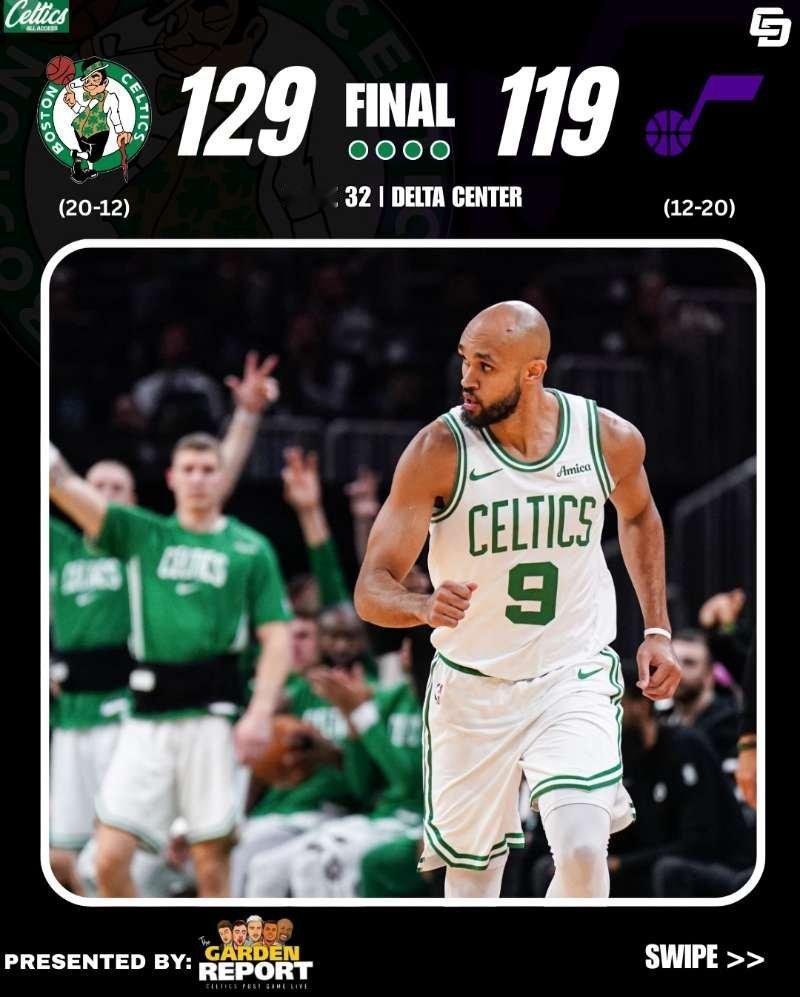 129：119客场战胜爵士，全队6人得分上双，3人得分20+，又是一场团队式的胜