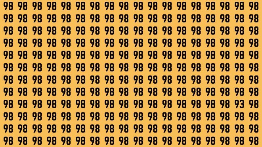 视觉挑战 在这满是“98”的橙黄色背景数字阵列中，隐藏着数字“93” 。现向你发