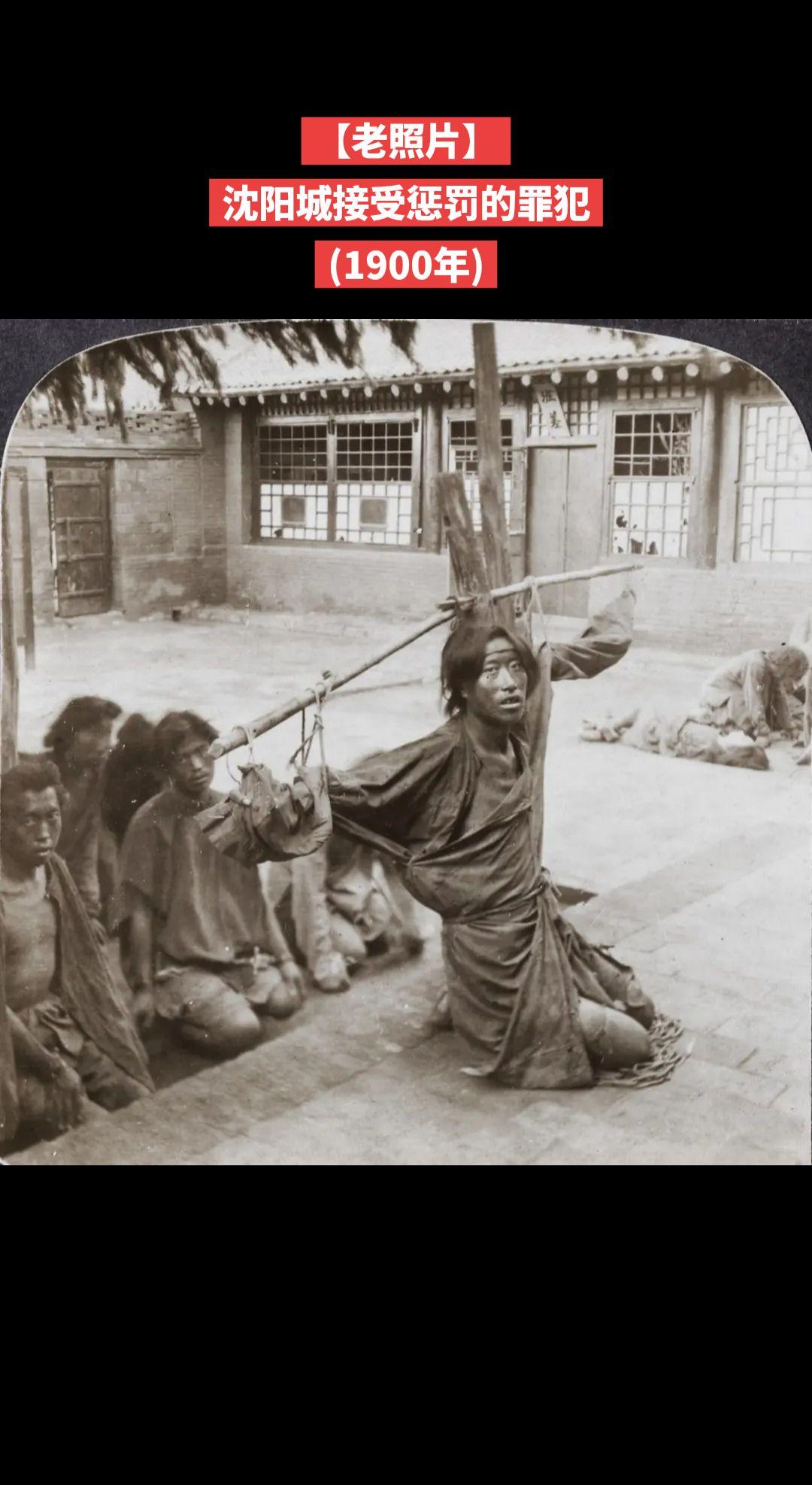 【老照片】沈阳城接受惩罚的罪犯
(1900年)