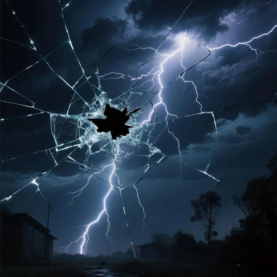 雷雨时钟(原创歌词)
闪电把夜空撕成碎玻璃， 
是不是老天在发脾气 ？
路灯在雨