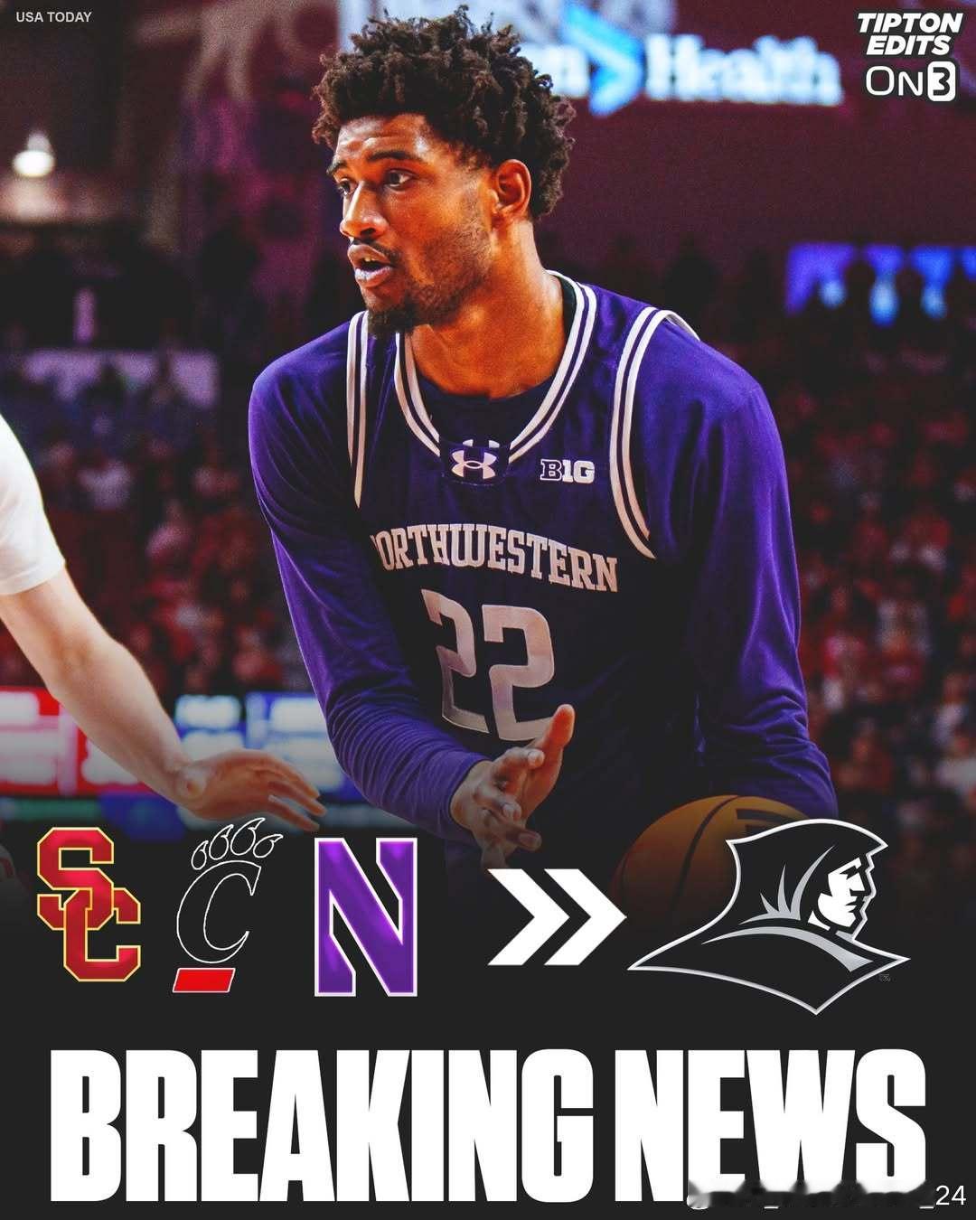 西北大学内线阿林滕·佩奇(Arrinten Page)转学加盟普罗维登斯学院这位