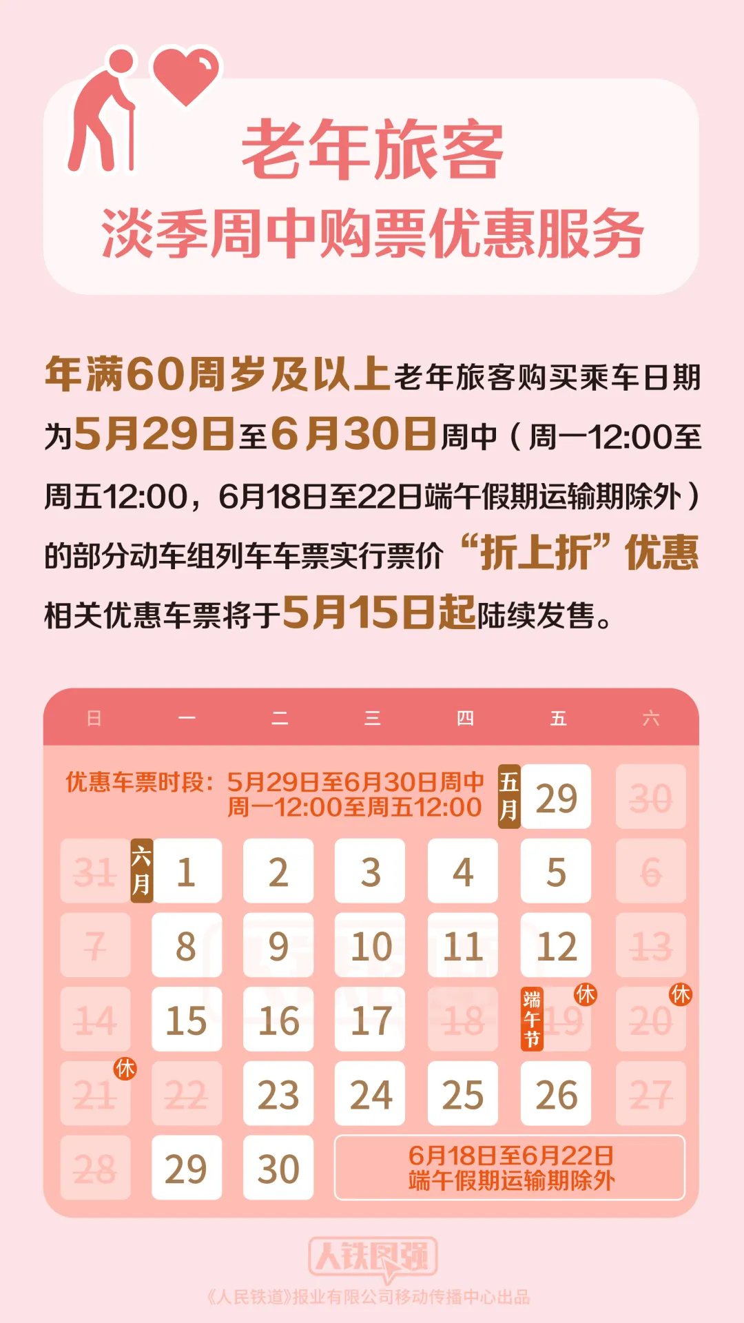 【12306回应敬字票来了：可享受执行票价9折优惠】铁路敬老服务为更好地服务广大